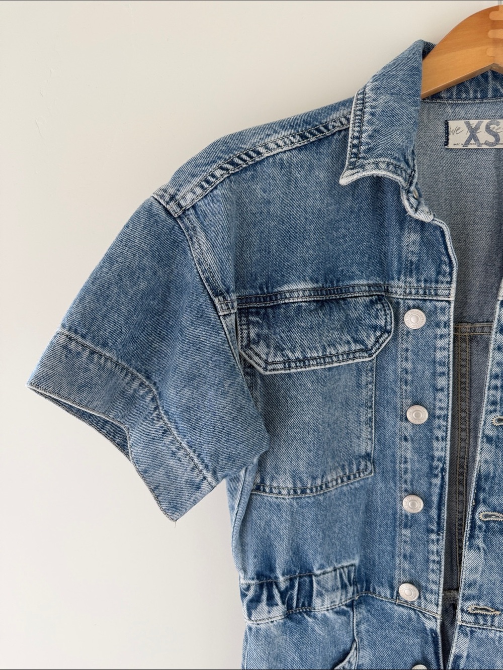 We The Free Light Blue Short-Sleeve Denim Jumpsuit - Picture 5 of 12
